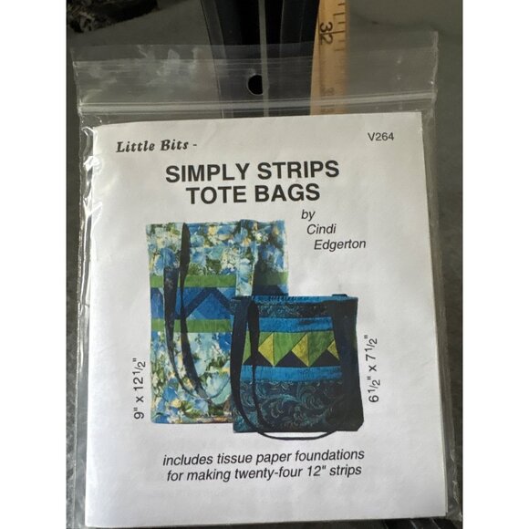 Simply Strips Tote Bags Pattern by Cindi Edgerton V264 Little Bits Includes Tiss - Picture 1 of 4